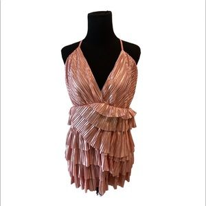 Shimmer Metallic Pink Dress SZ. M Fashion Nova